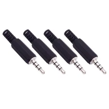 4 Pack 3.5mm Repair Plug Jack TRRS 4 Pole Stereo Male Plug 1/8" 3.5mm Solder ...