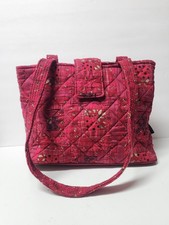Donna Sharp Quilted Cotton Burgundy Patchwork Handbag Purse Shoulder Bag
