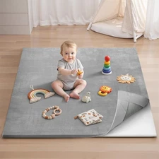 Ultra Soft Baby Play Mat, 50x50 Floor Mat with Removable & Washable Slip-On C...