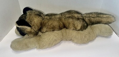 VTG 80s JAAG Timber Wolf Plush Realistic Stuffed Animal 20'' Rare