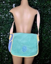 Ralph Lauren Vintage Messenger Bag Hunter Green/ Brown Trim Canvas Crossbody