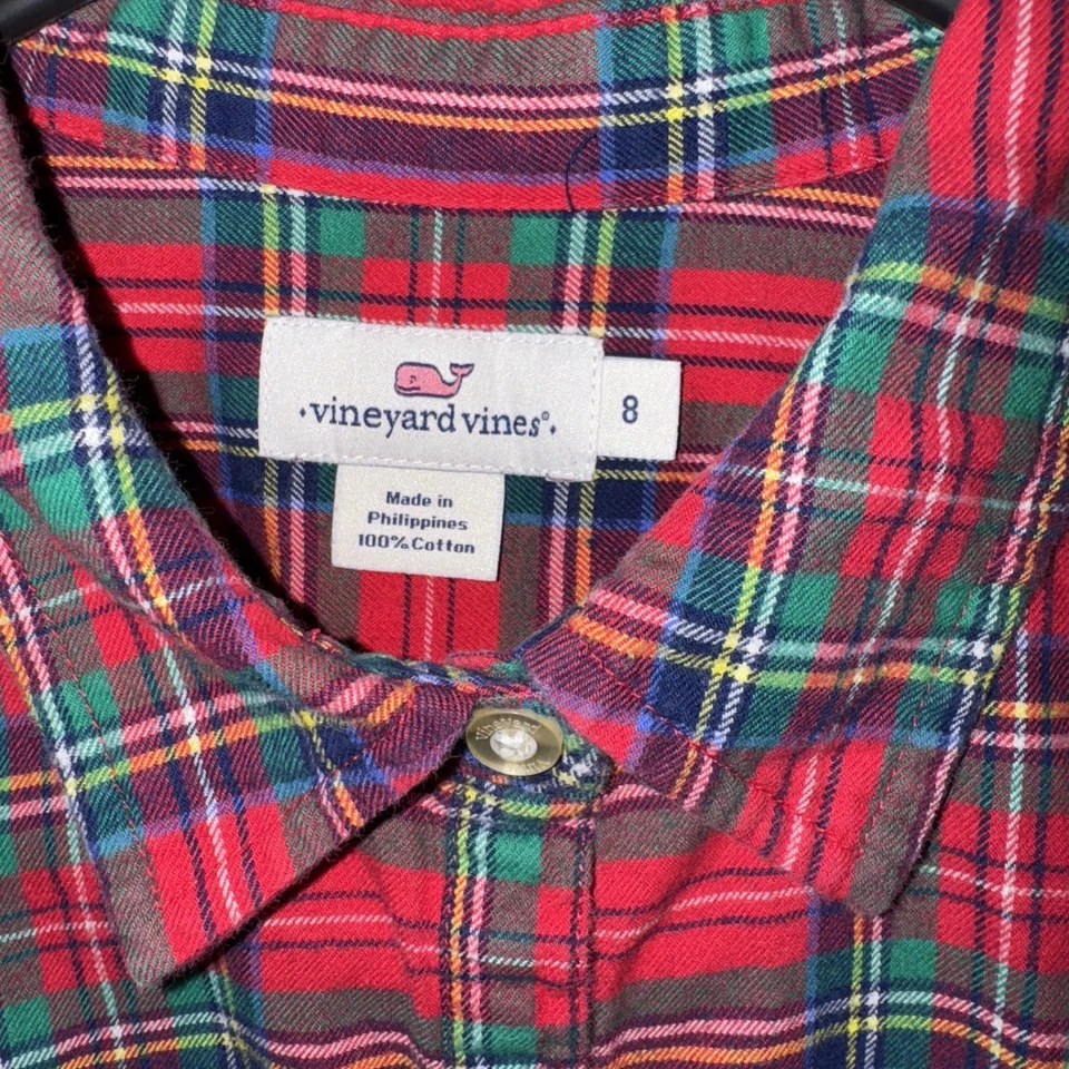 Camisa/blusa feminina Vineyard Vines tamanho 8 vermelha manga longa abotoada  - Imagem 3 de 4