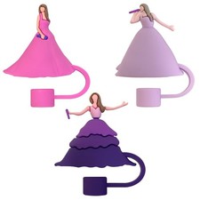GIAVGIAV 3PCS Pink Girl Straw Covers for Tumbler Cap, Silicone Gril Style