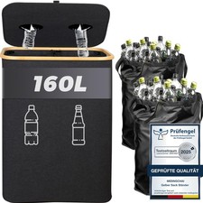 Pfandflaschen Sammelbehälter, 160L, Bambus, Abfallbox, Recycling, zusammenkla...