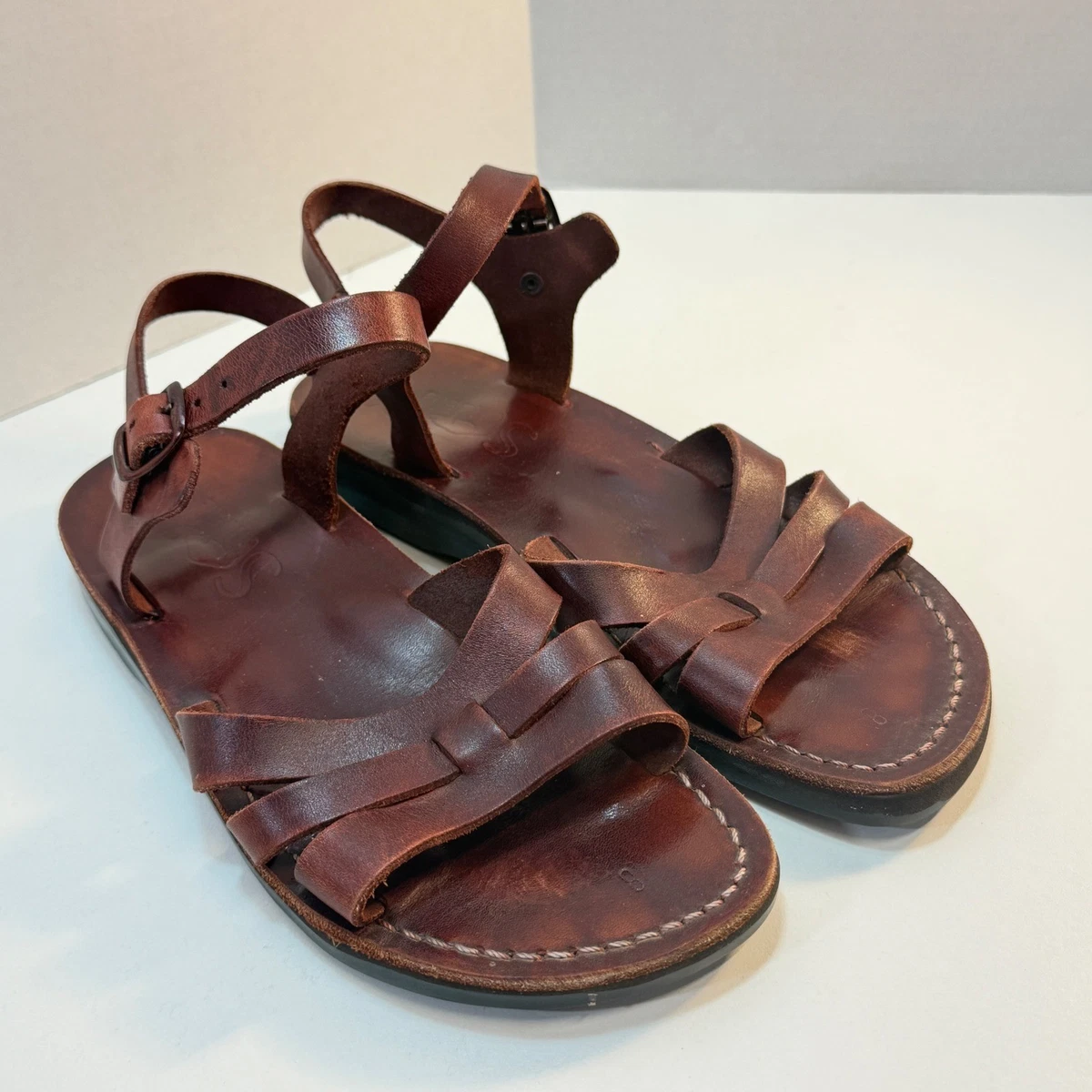 New Stylish Camel Black Sandals with Red and Blue Accents Sz 10 Women main image 2