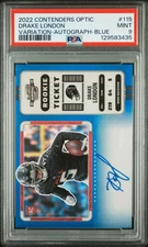 2022 Panini Contenders Optic Drake London #115 Variation Autograph Blue PSA 9