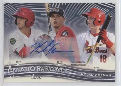 2021 Topps Pro Debut Major Scale Auto 6/50 Nolan Gorman #MS-6 Auto 1v3
