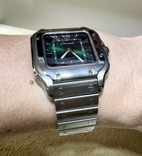 Cartier Santos De Cartier S/S Green Dial Medium Size Watch 4075 4