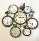 7 Vintage Elgin 18S Waltham Standard Pocket Watches Lot for Parts Repair AS IS