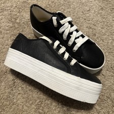 Steve Madden Womens Emmi Black Lace-Up Platform Sneaker Shoes Size 8M