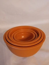 Authentic Rare - Set Of 5 True Melmac Measuring Cups/Bowls - Orange/Terra Cotta 