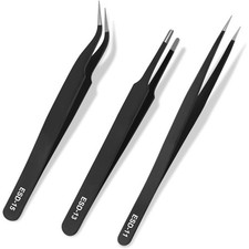 Precision Tweezers Set Anti Static Stainless Steel for Electronics Repair