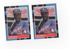 (2) 1988 DONRUSS BASEBALL #5654 Ron Gant RC Atlanta Braves - NM/MT
