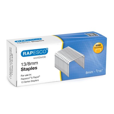 Rapesco S13080Z3 13/8mm Galvanised Staples, Box 5000