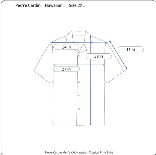 Pierre Cardin Men’s XXL Hawaiian Tropical Print Shirt Short Sleeve Button Up - Picture 8 of 9