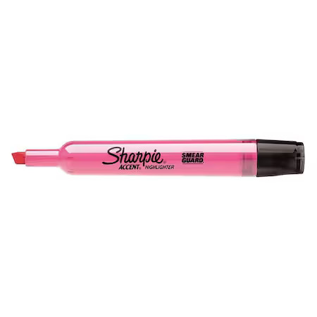 Sharpie 25009B Smear Guard Highlighter, Chisel Tip Fluorescent Pink Pk12