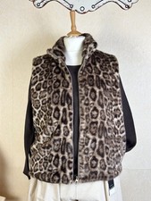 ITALY WESTE KUNSTFELL MIT LEO MUSTER Leopardenmuster Stehkragen #2026006