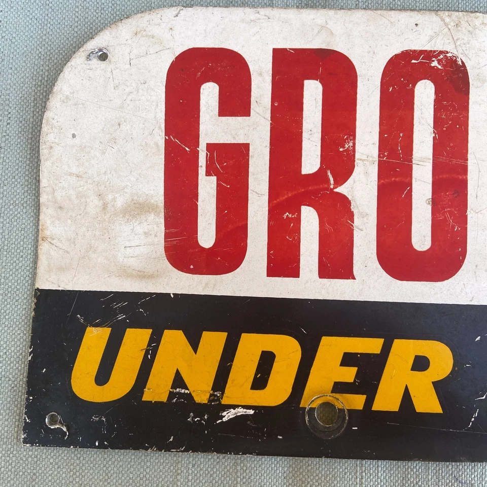 Letrero grapador de acero vintage suelo bajo reparación 12”x6” campo de golf industrial fresco Foto 2 de 4