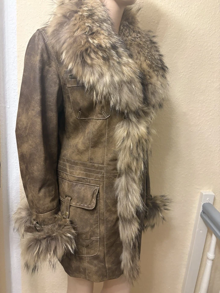Traumhaft Biba Jacke Lederjacke  Braun wieNeu Gr.40 Echtleder Pelz - Bild 3 von 4
