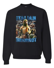 Italian Brainrot Funny Character Collage Art Mashup Gift Crewneck Sweatshirt