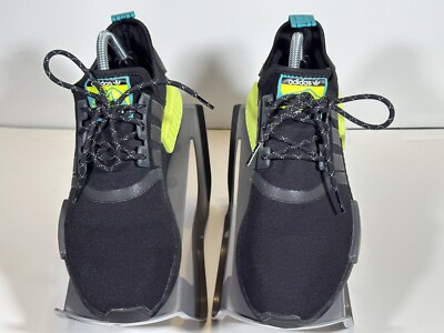Adidas NMD R1 Black Real Blue Semi Solar Yellow Trail Pack FV2466 Mens Size  7.5 | eBay