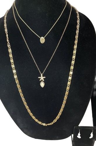Lot of 6 Pieces Vtg-Modern Jewelry Necklaces & Earrings Monet Gold White Cream - Picture 3 of 18