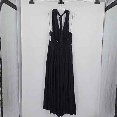 Nordstrom Halter Black Tiered Silky Maxi Dress Women's Size XL | eBay