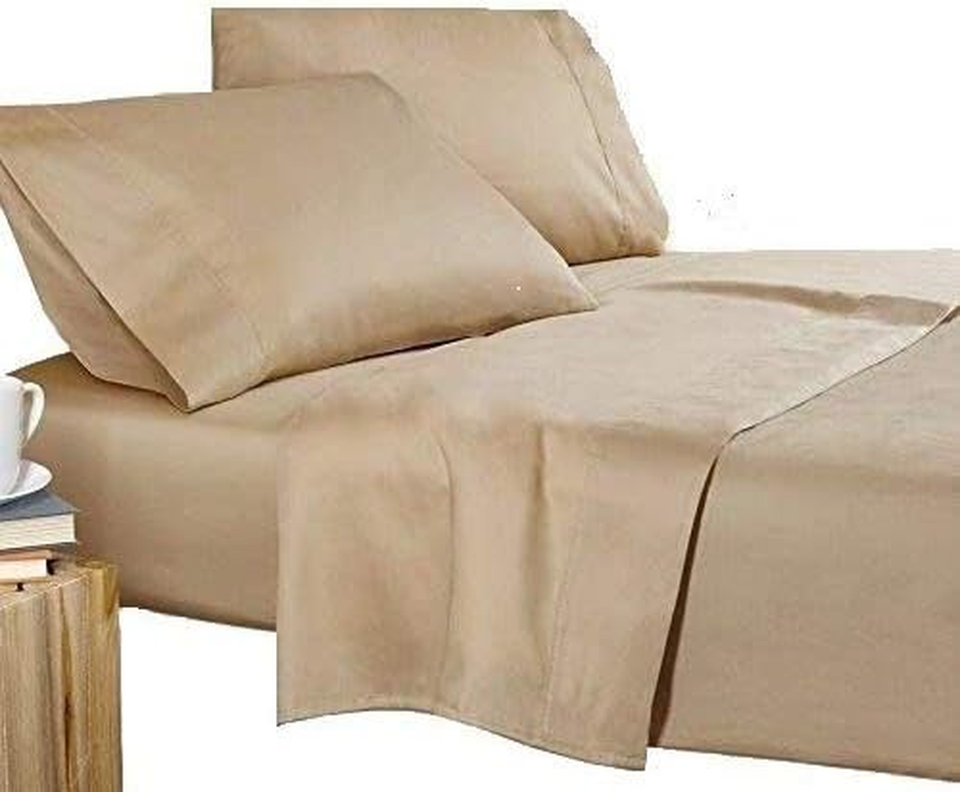 Luxury Queen Sleeper Sofa Bed Sheet Set, Color Taupe Solid, 100 Percent