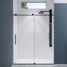 60" x 76" ANZZI Madam SD-AZ13-02MB Frameless Sliding Shower Door Matte Black