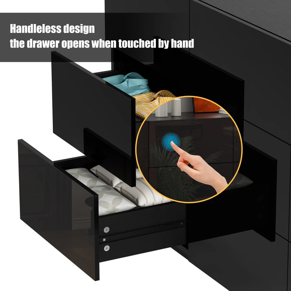 9 Drawers Chest Of Dresser Storage Tower Cabinet Bedroom Organizer with Light - Image 4 of 4