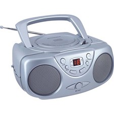 Proscan Portable CD Player with AM/FM Radio, Boombox Silver 