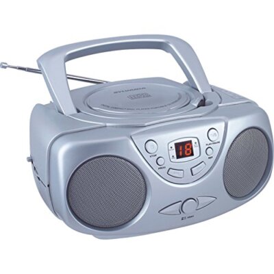 Proscan Portable CD Player with AM/FM Radio, Boombox (Silver) 