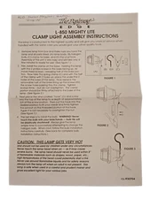 The Designers edge L-850 Mighty Lite Clamp Light Owners Guide Booklet Leaflet