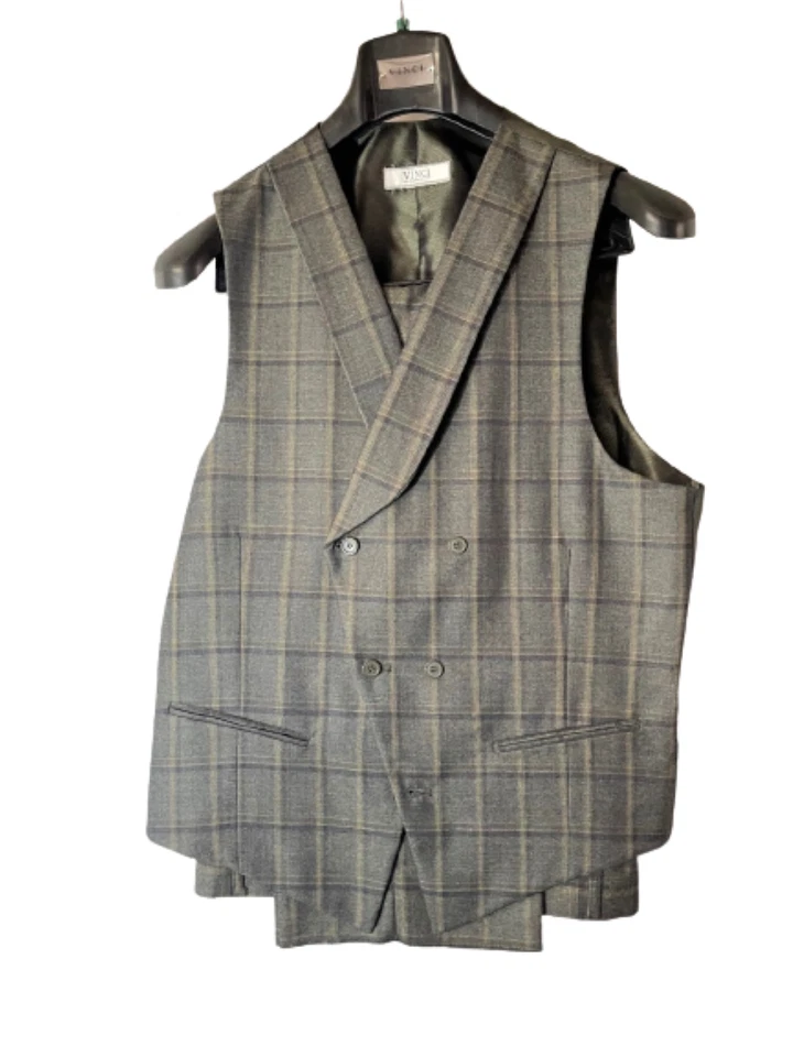 TRAJE HOMBRE 40R 3 PIEZAS VENTANA MARRÓN OLIVA PANTALÓN 42 X 34 Foto 2 de 4