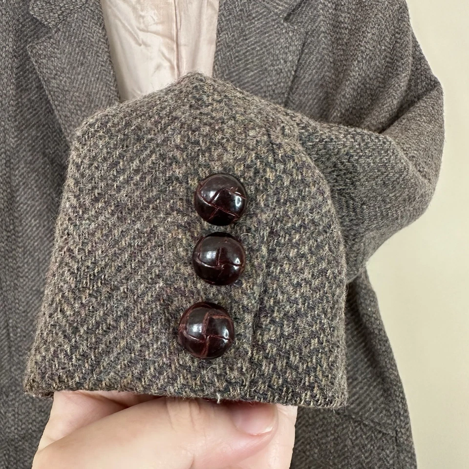 Vintage Andrea York by Farah Women 16 Wool Blazer Herringbone Academia Brown Gra - Image 2 of 4