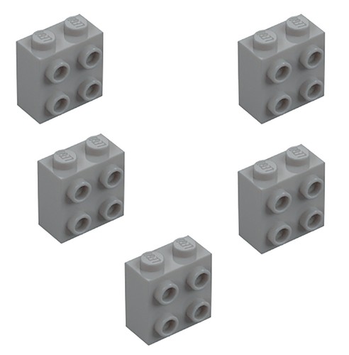 5 mattoncini LEGO Medium grigio pietra 1x2x1 2/3 nuovi con borchie sul lato 22885 4 borchie grigio - Foto 5 di 6
