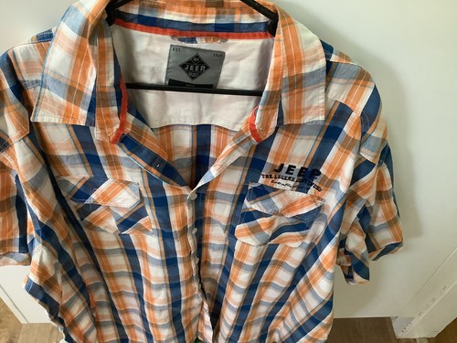 JEEP Spirit Men's Button Up Shirt Size 3XL 100% Cotton Short Sleeve Embroidered