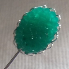 18x13mm Green Floral GlassCabochon Lapel Stick Pin 07-01-2024