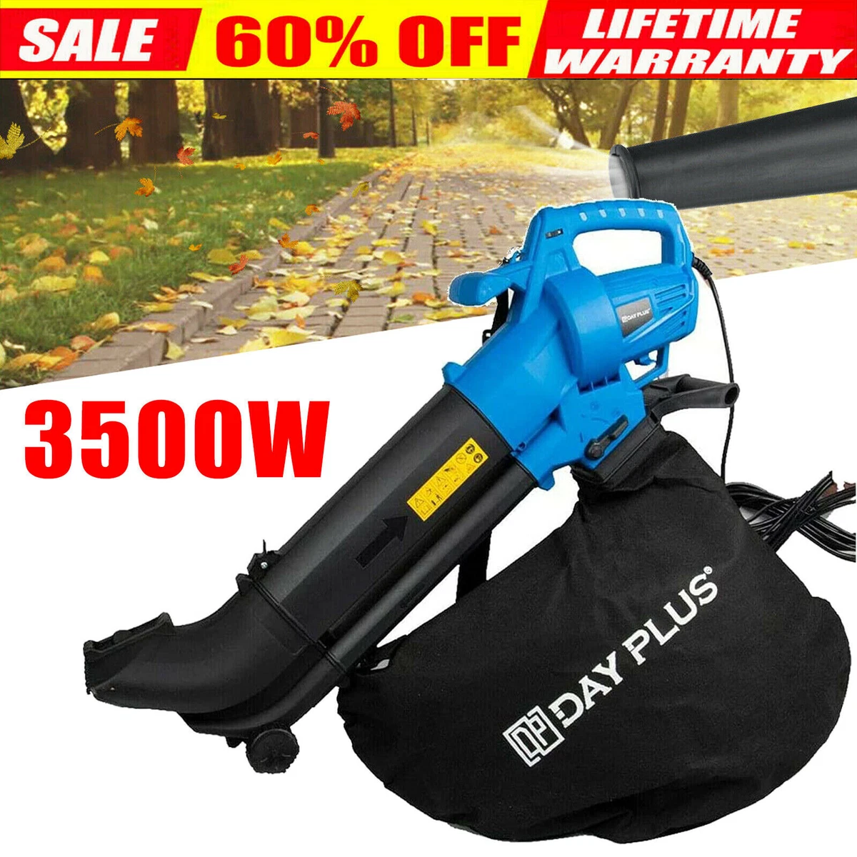 Electric Leaf Blower Vacuum Garden Sucker Mulcher Leaves Large Collection Bag