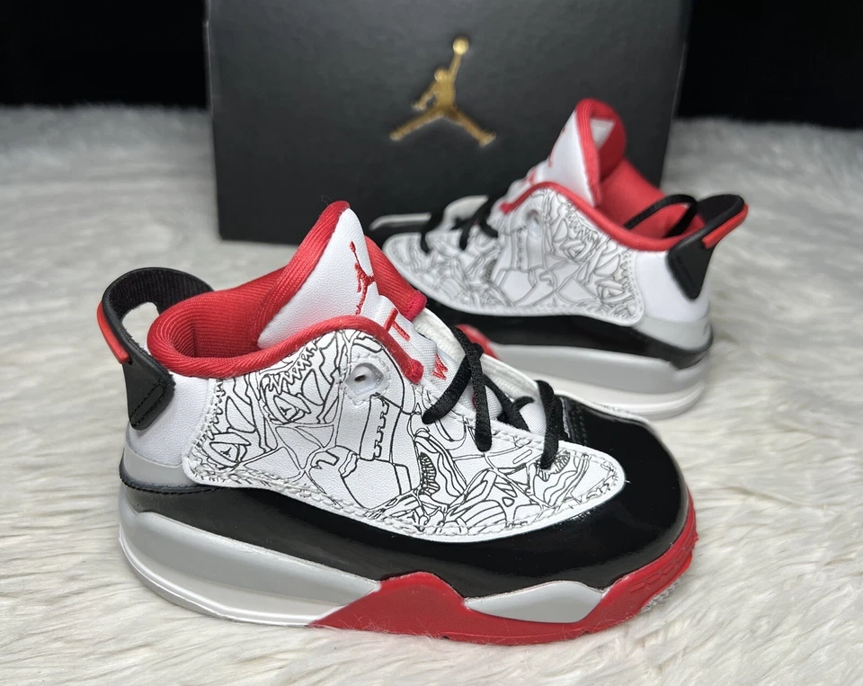 NUEVO Nike Air Jordan Dub Zero Retro Negro Rojo CRIADO 1 Bebé 4 Niño Zapatilla talla 8C Foto 2 de 4