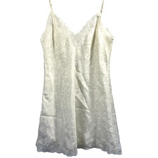 Victoria's Secret Chemise Nightgown Size Small Ivory Satin Lace Strappy Pullover