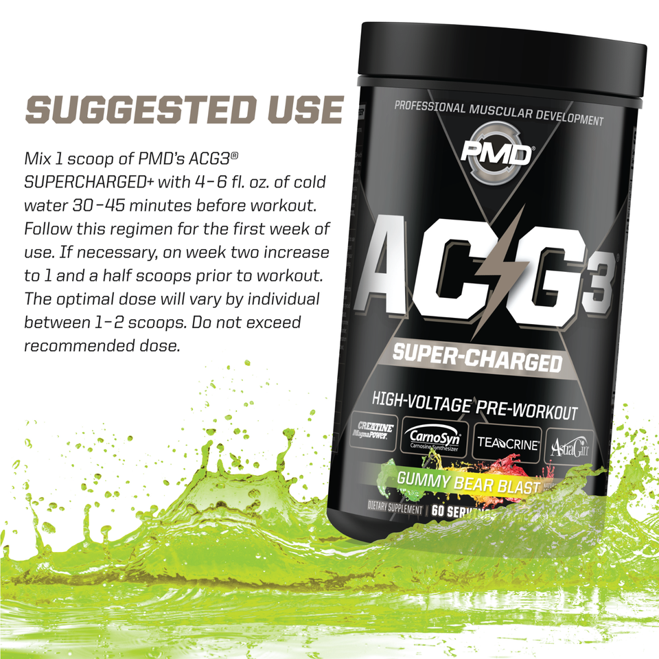 ACG3 Supercharged PreWorkout Drink Mix Gummy Bear Blast (60