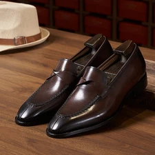 Casual Business Real Leather Men's Shoes Slip On Loafers Party Dress British New