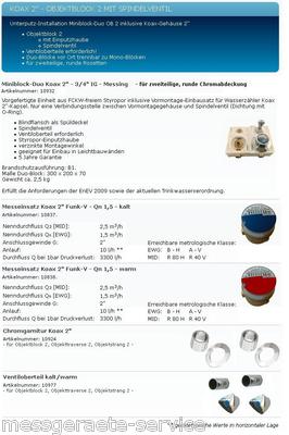 DELTAMESS  UNTERPUTZ- Wasserzähler MINIBLOCK DUO - KOAX2'' /ista OB2