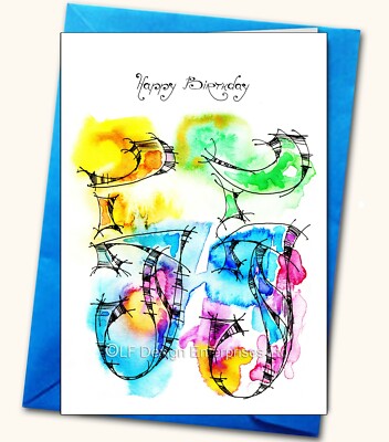 55. Geburtstag, Aquarell, handgemachte Karte, personalisierte Karten, altersspezifisch 