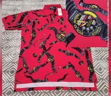 NWT VTG Polo Sport Ralph Lauren Watch Graphic Print All Over Shirt Men's L 90s