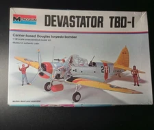 Monogram Devastator TBD-1 1/48 Scale Plastic Model Kit 7575 1974 (missing parts)
