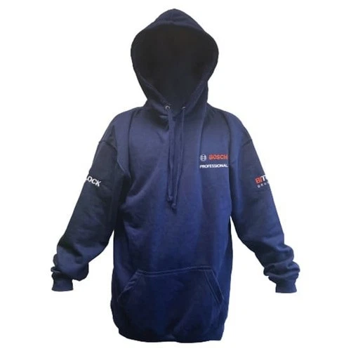 Bosch Professional Hoodie Navy Blue with Drawstring & Pouch Pocket Size XL