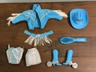 Vintage Mattel Western Stampin Barbie Outfit Hat Boots 1993 Blue Silver
