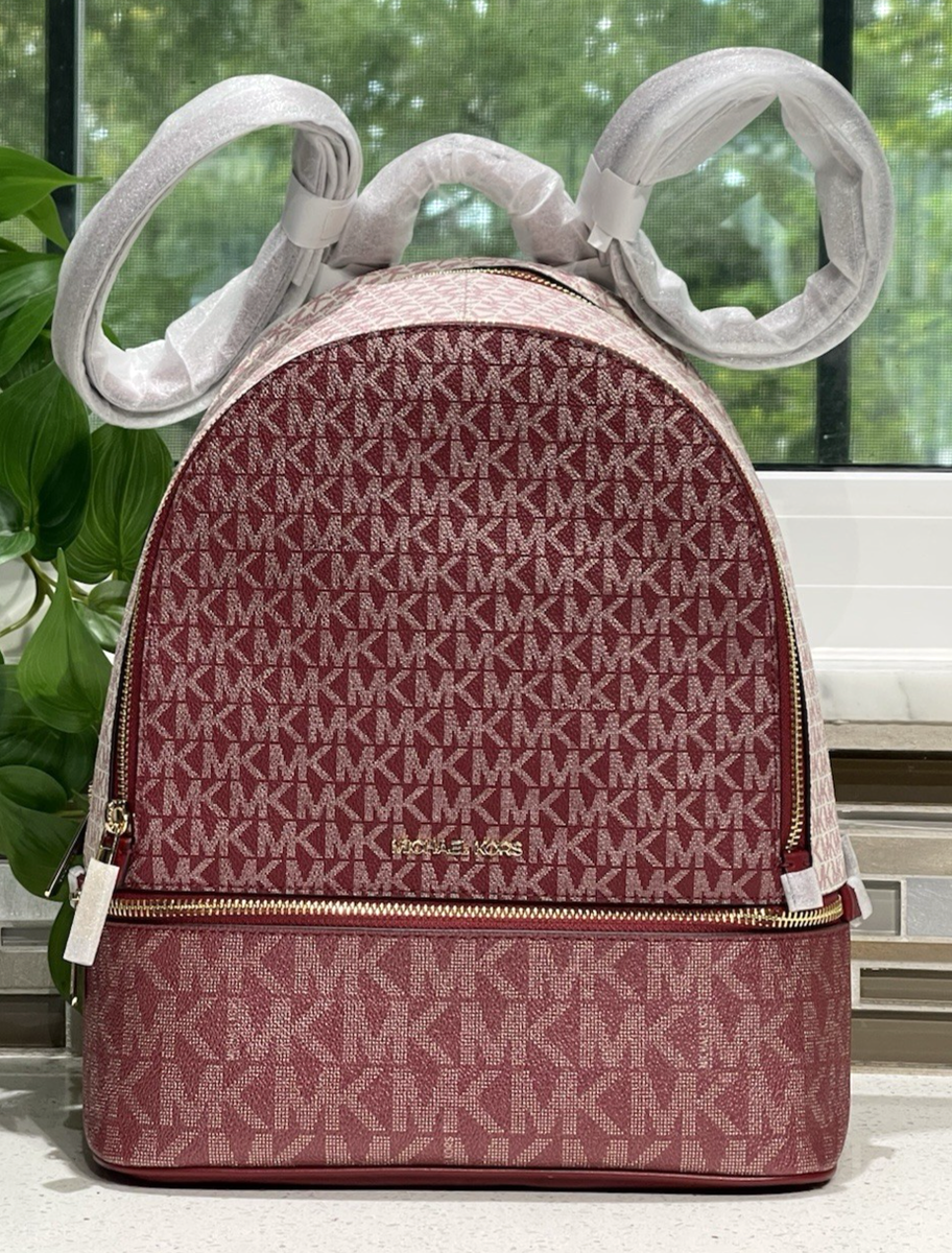 BNWT Genuine Michael Kors Rhea Zip Merlot Backpack.  MERLOT IN COLOR MICHAEL KORS Rhea Medium Zip Color-Block | Mercari main image 2